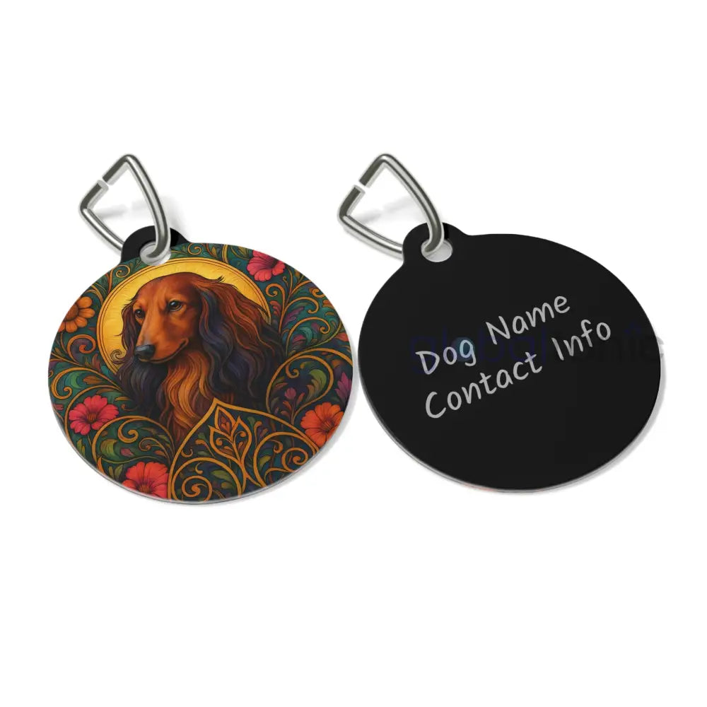 Dachshund Longhair Dog Tag - Vintage Design Gift for Dog Lovers & Pet Owners 1’’ Pets