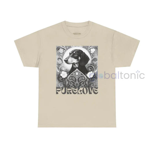 Dachshund Shorthair Vintage Unisex Cotton Tee for Dog Lovers (Black & White) Sand / S T-Shirt