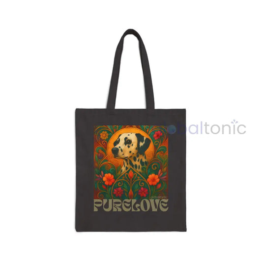 Dalmatian Vintage Dog Lovers Cotton Canvas Tote Bag - Unique Artistic Durable Black / 15’’ x 16’’ Bags