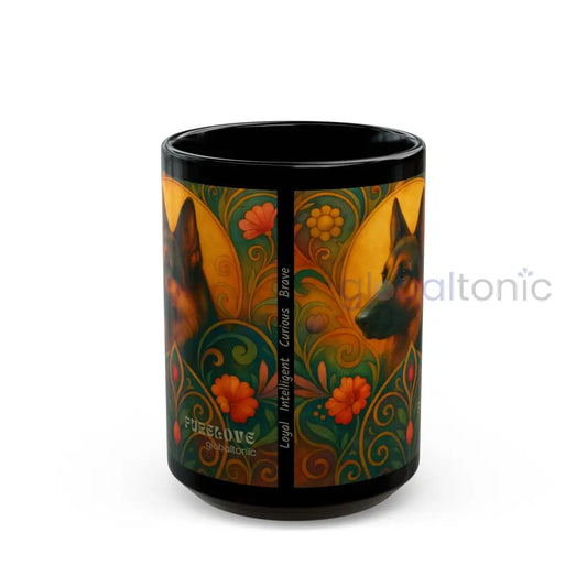 German Shepherd Dog Lover Black Mug – Vintage Pet Themed Cup for Gifts & Home Decor 15oz Mug