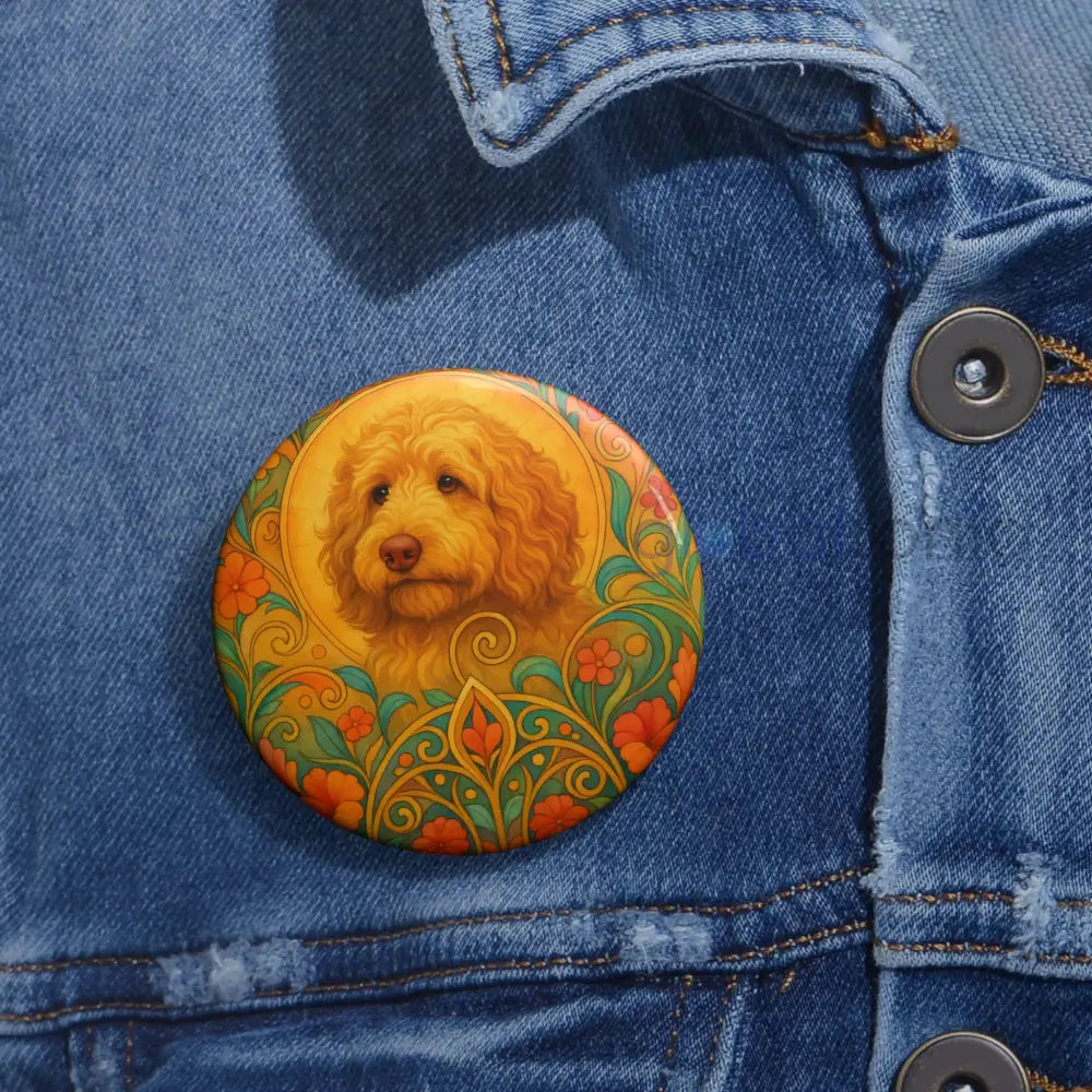 Golden Cavapoo (Cavoodle) Pin Button - Vintage Design Gift for Dog Lovers & Pet Owners Accessories