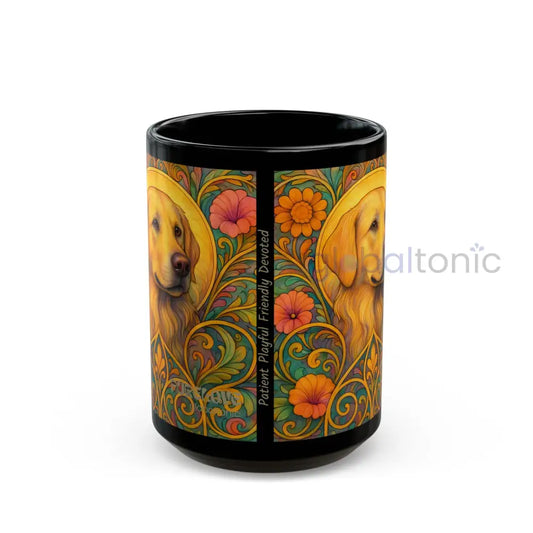 Golden Labrador Dog Lover Black Mug – Vintage Pet Themed Cup for Gifts & Home Decor 15oz Mug