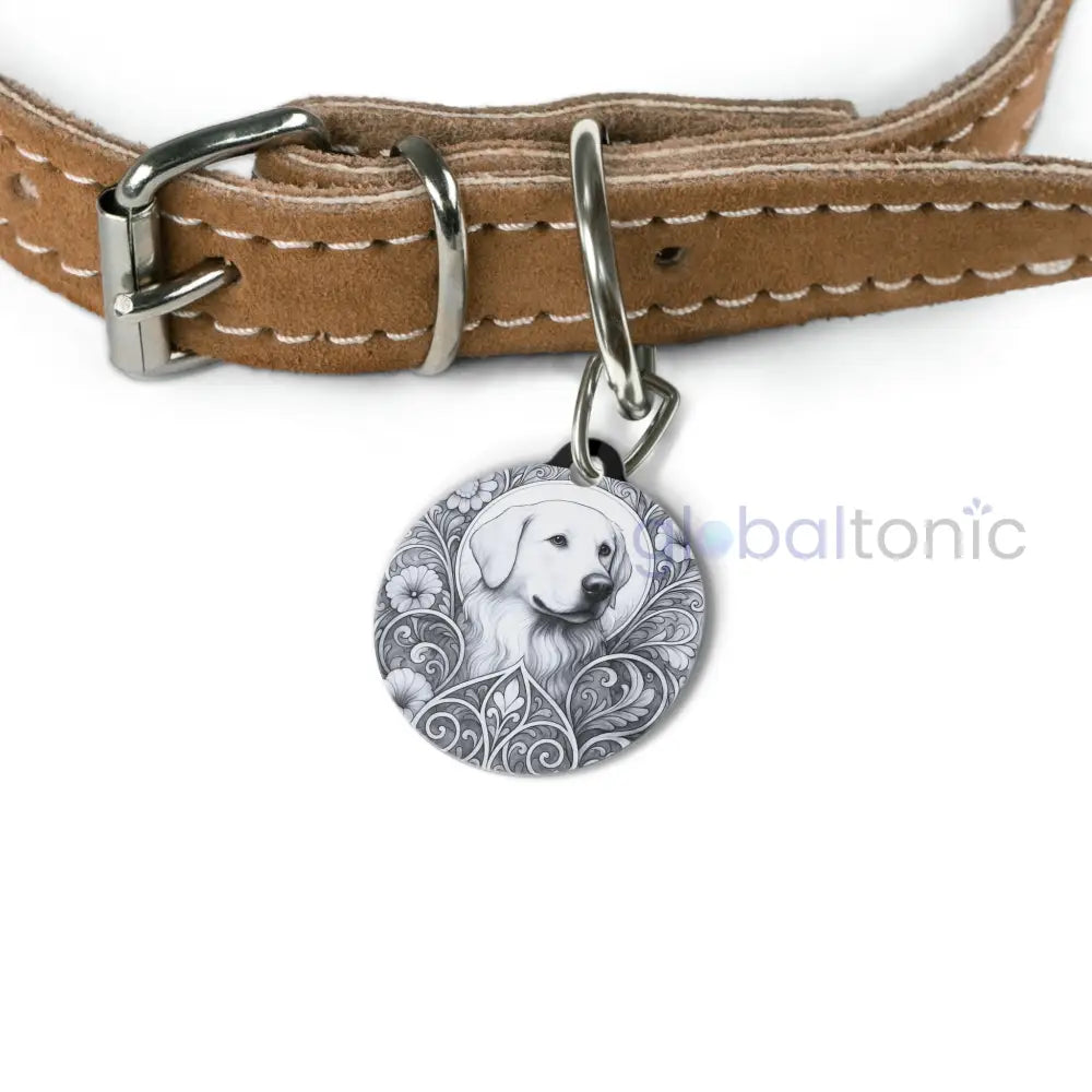 Golden Labrador Dog Tag (Black & White) - Vintage Design Gift for Dog Lovers & Pet Owners 1’’ Pets
