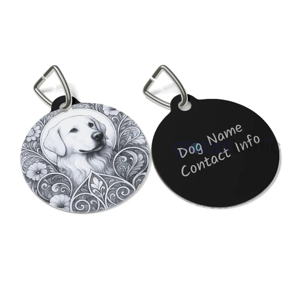 Golden Labrador Dog Tag (Black & White) - Vintage Design Gift for Dog Lovers & Pet Owners 1’’ Pets