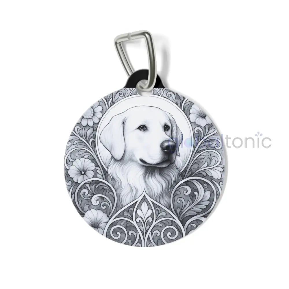 Golden Labrador Dog Tag (Black & White) - Vintage Design Gift for Dog Lovers & Pet Owners 1’’ Pets