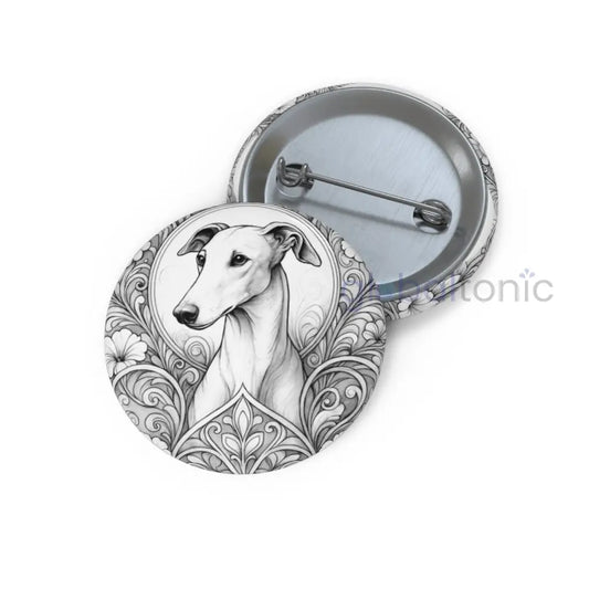 Greyhound Dog Pin Button (Black and White) - Vintage Design Gift for Dog Lovers 1.25’’ Accessories