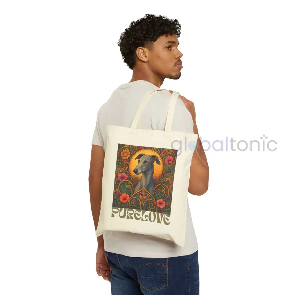 Greyhound Vintage Dog Lovers Cotton Canvas Tote Bag - Unique Artistic Durable Bags