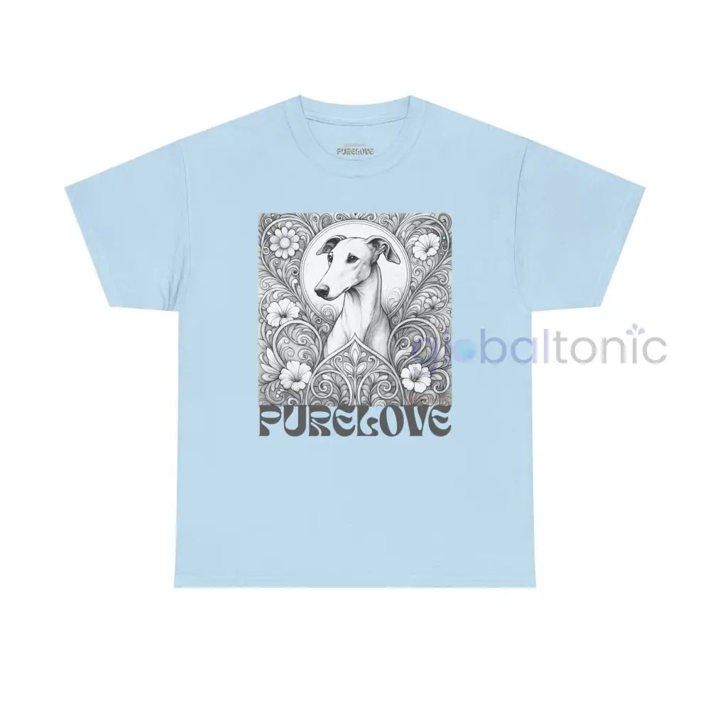 Greyhound Vintage Unisex Cotton Tee for Dog Lovers (Black & White) Light Blue / S T-Shirt