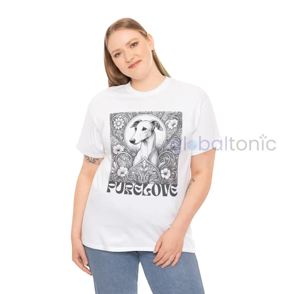 Greyhound Vintage Unisex Cotton Tee for Dog Lovers (Black & White) T-Shirt