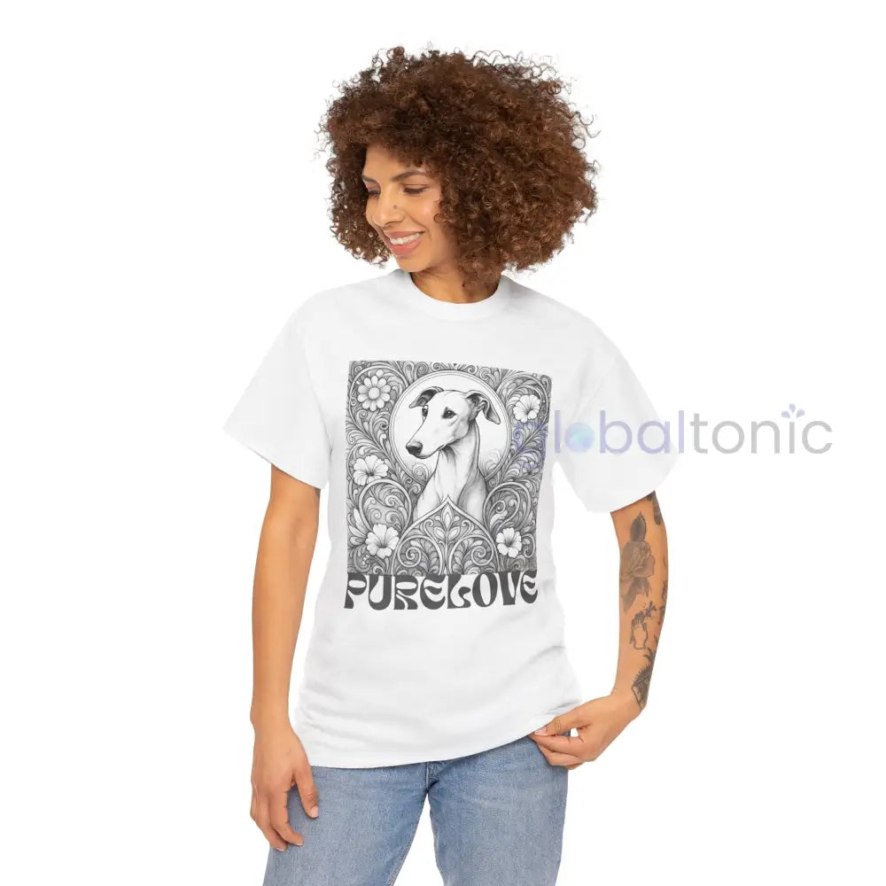 Greyhound Vintage Unisex Cotton Tee for Dog Lovers (Black & White) T-Shirt