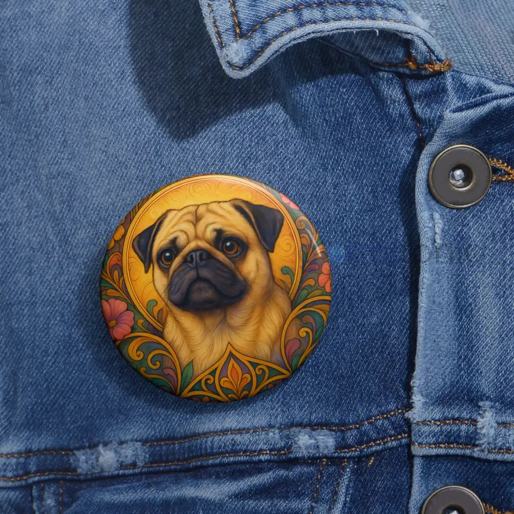 Pug Dog Pin Button - Vintage Design Gift for Dog Lovers & Pet Owners Accessories