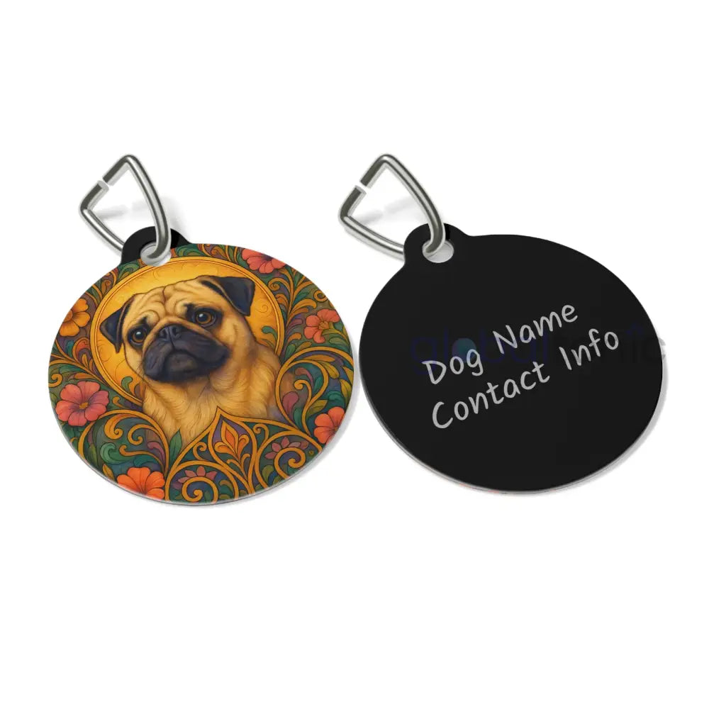 Pug Dog Tag - Vintage Design Gift for Dog Lovers & Pet Owners 1’’ Pets