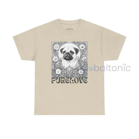 Pug Vintage Unisex Cotton Tee for Dog Lovers (Black & White) Sand / S T-Shirt