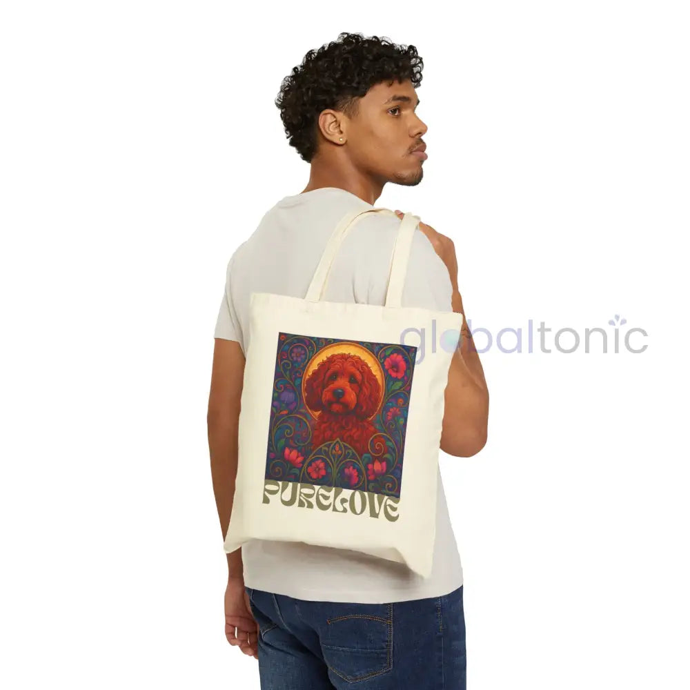Red Cavoodle Cockapoo Vintage Dog Lovers Cotton Canvas Tote Bag - Unique Artistic Durable Bags