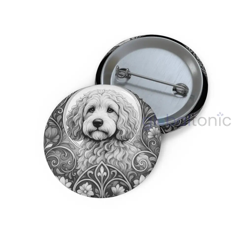 Red Cockapoo (Spoodle) Dog Pin Button (Black & White) - Vintage Design Gift for Dog Lovers 1.25’’ Accessories