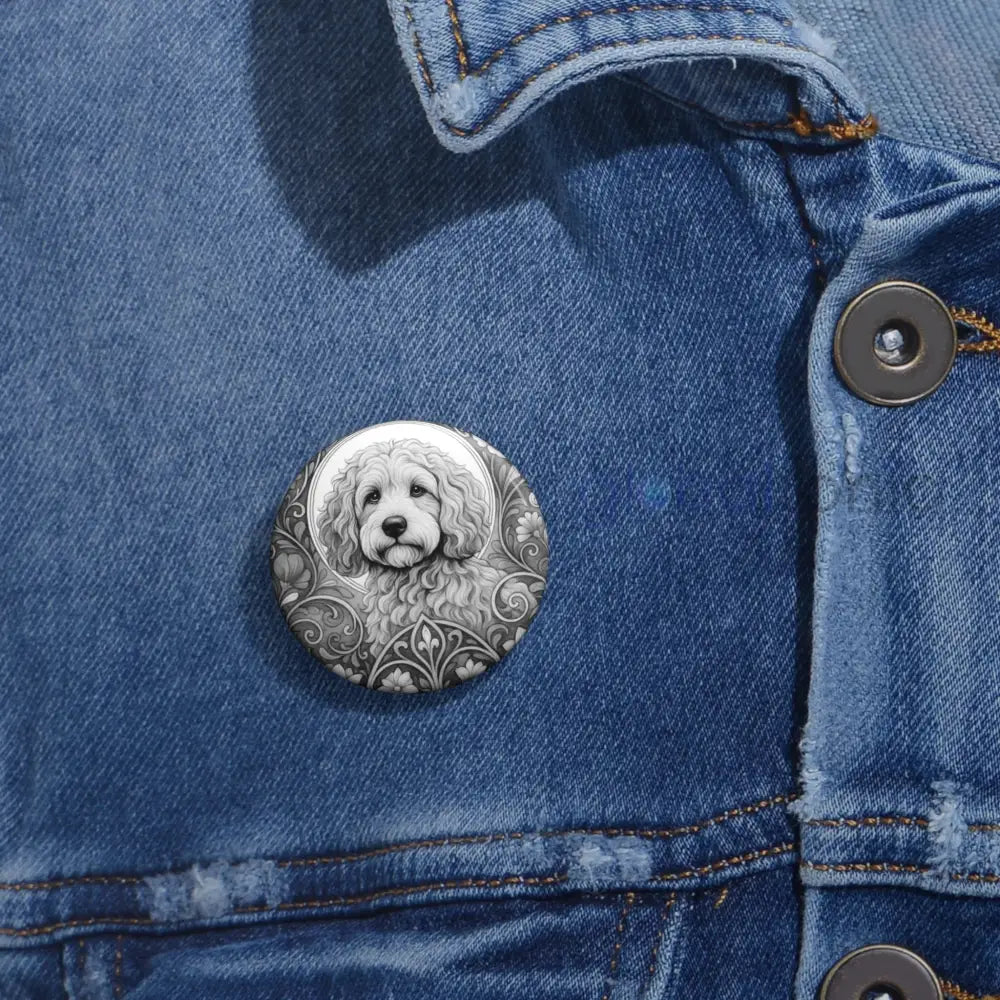 Red Cockapoo (Spoodle) Dog Pin Button (Black & White) - Vintage Design Gift for Dog Lovers Accessories