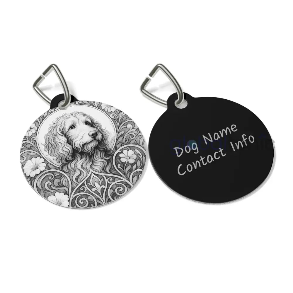 Red Goldendoodle Dog Tag (Black & White) - Vintage Design Gift for Dog Lovers & Pet Owners 1’’ Pets