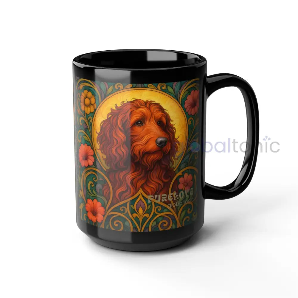 Red Goldendoodle (Groodle) Dog Black Mug – Vintage Pet Themed Cup for Gifts & Home Decor Mug