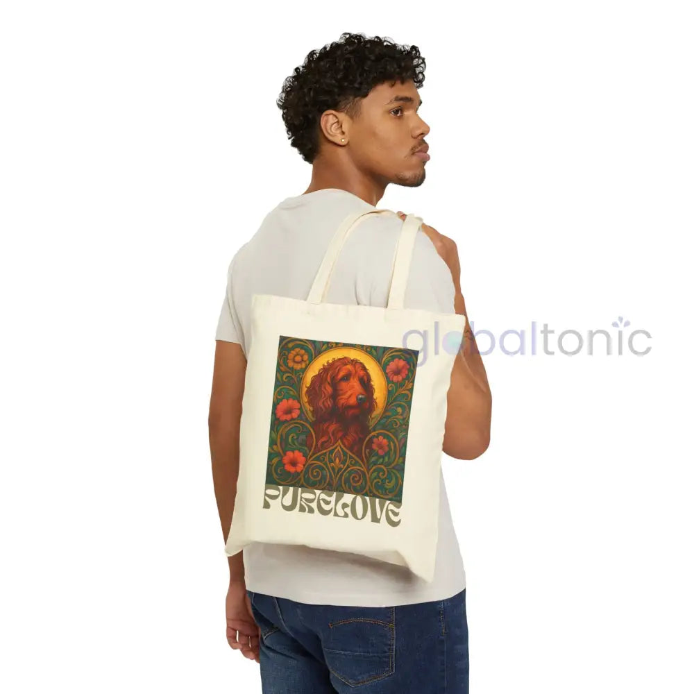 Red Goldendoodle (Groodle) Vintage Dog Lovers Cotton Canvas Tote Bag - Unique Artistic Durable Bags