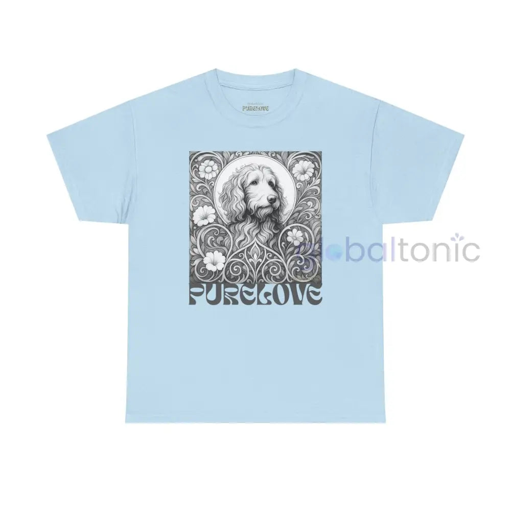Red Goldendoodle (Groodle) Vintage Unisex Cotton Tee for Dog Lovers (Black & White) Light Blue / S T-Shirt