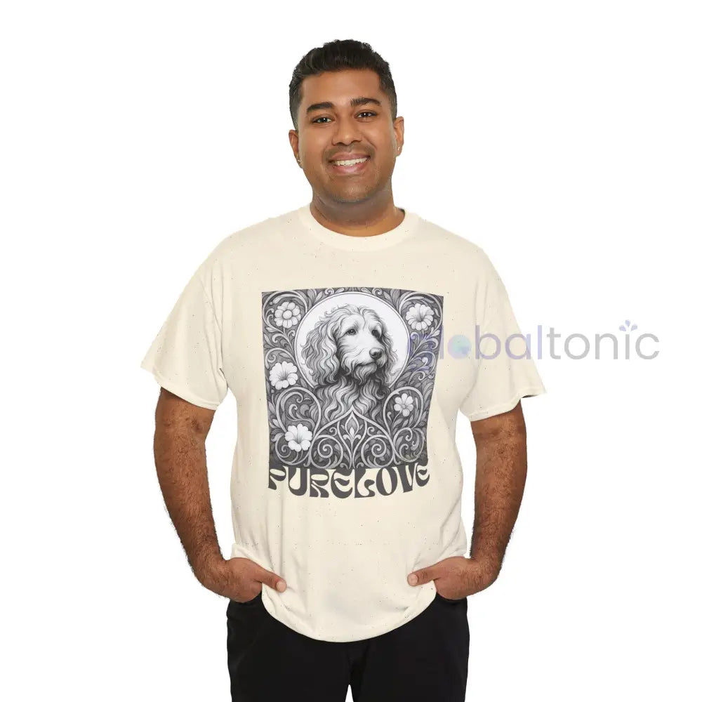 Red Goldendoodle (Groodle) Vintage Unisex Cotton Tee for Dog Lovers (Black & White) T-Shirt