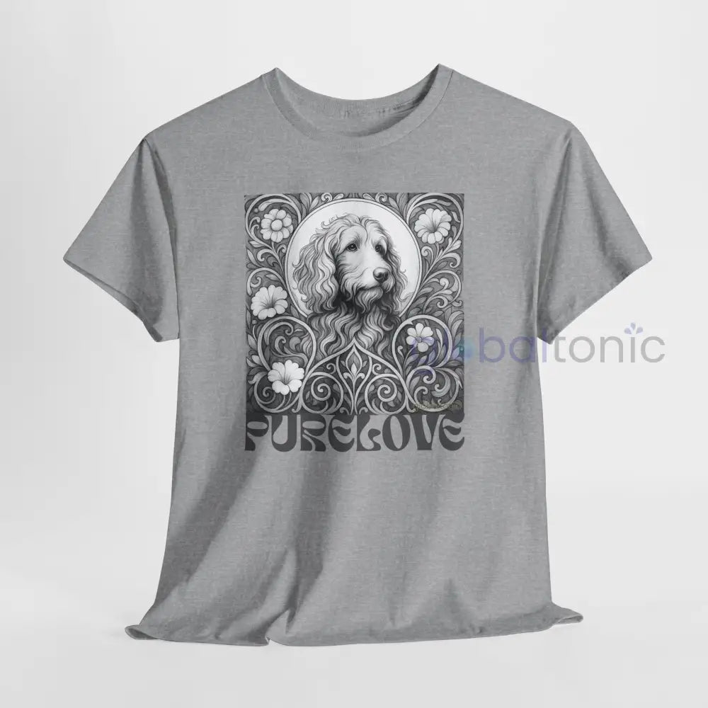 Red Goldendoodle (Groodle) Vintage Unisex Cotton Tee for Dog Lovers (Black & White) T-Shirt