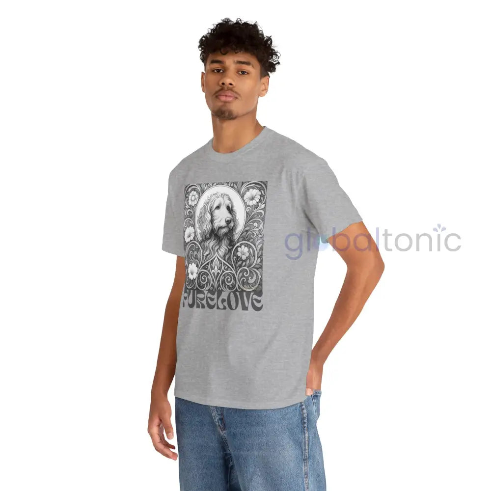 Red Goldendoodle (Groodle) Vintage Unisex Cotton Tee for Dog Lovers (Black & White) T-Shirt