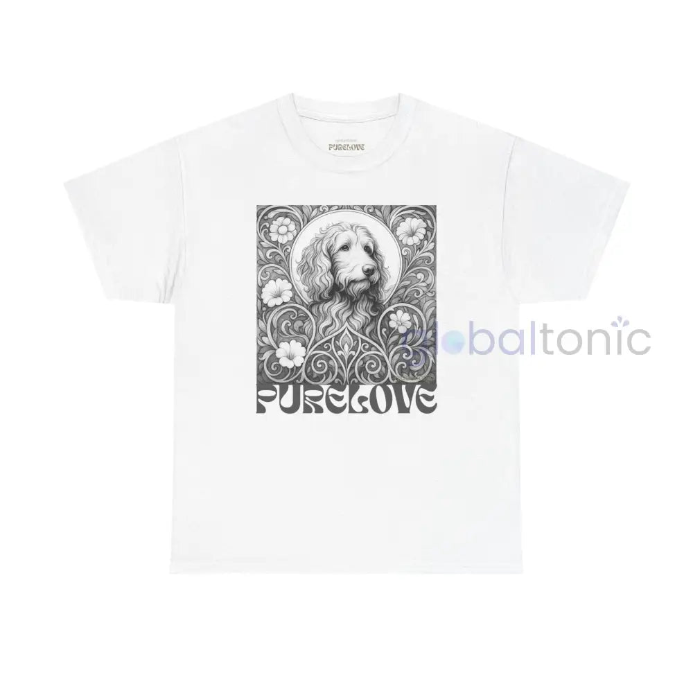 Red Goldendoodle (Groodle) Vintage Unisex Cotton Tee for Dog Lovers (Black & White) T-Shirt