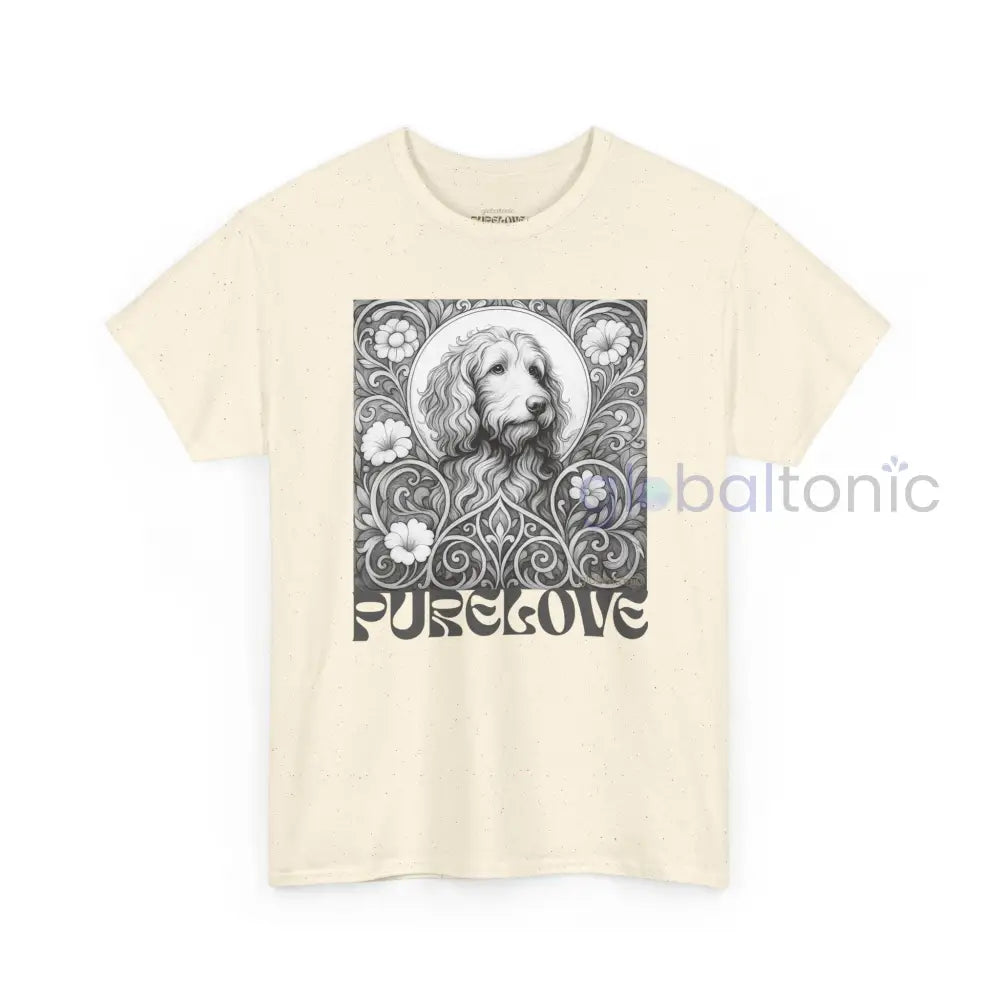 Red Goldendoodle (Groodle) Vintage Unisex Cotton Tee for Dog Lovers (Black & White) T-Shirt
