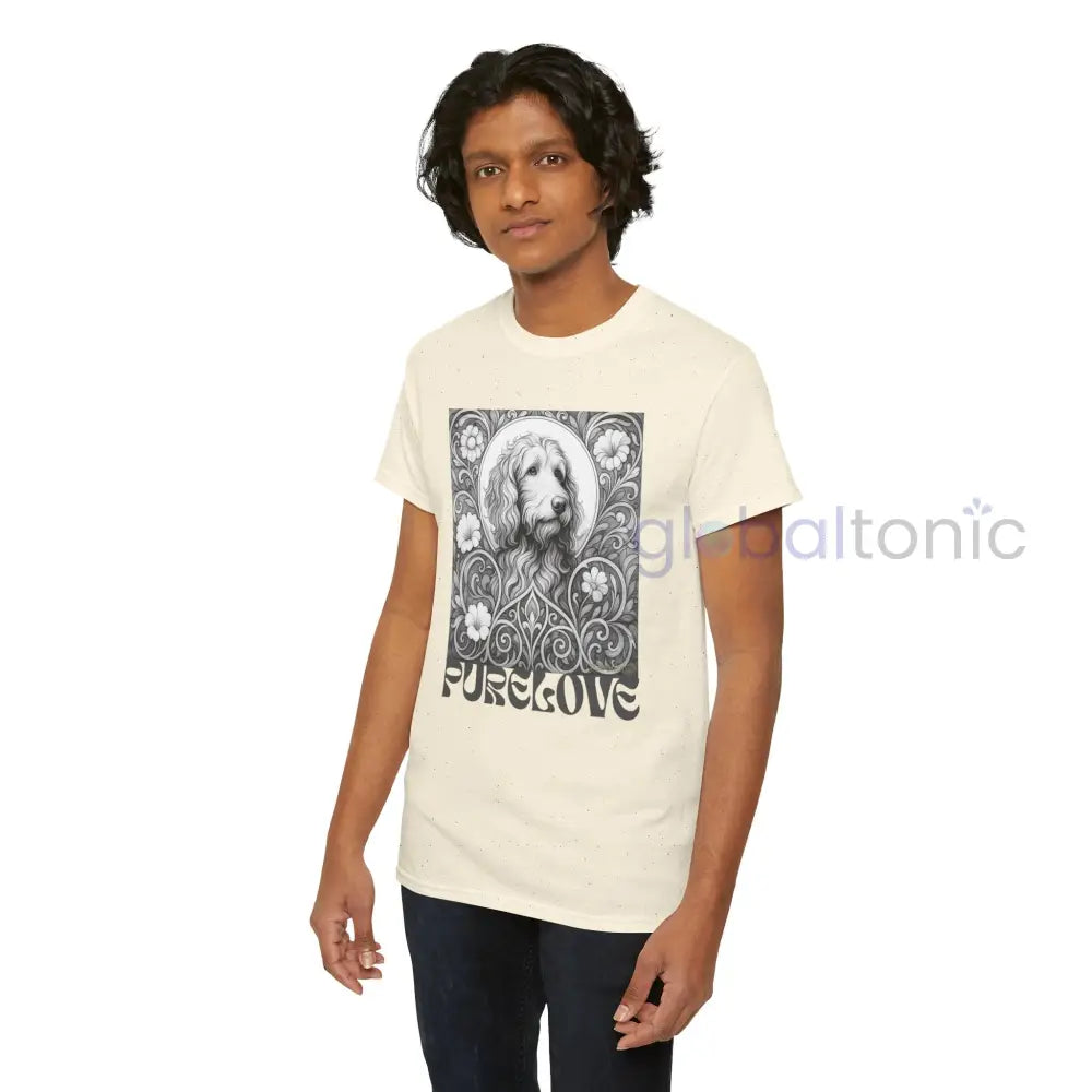 Red Goldendoodle (Groodle) Vintage Unisex Cotton Tee for Dog Lovers (Black & White) T-Shirt