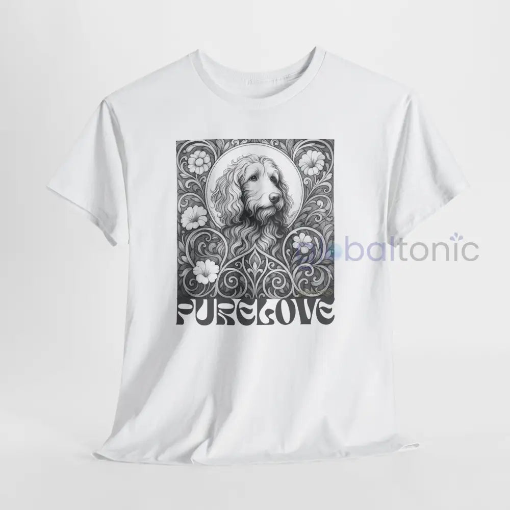 Red Goldendoodle (Groodle) Vintage Unisex Cotton Tee for Dog Lovers (Black & White) T-Shirt