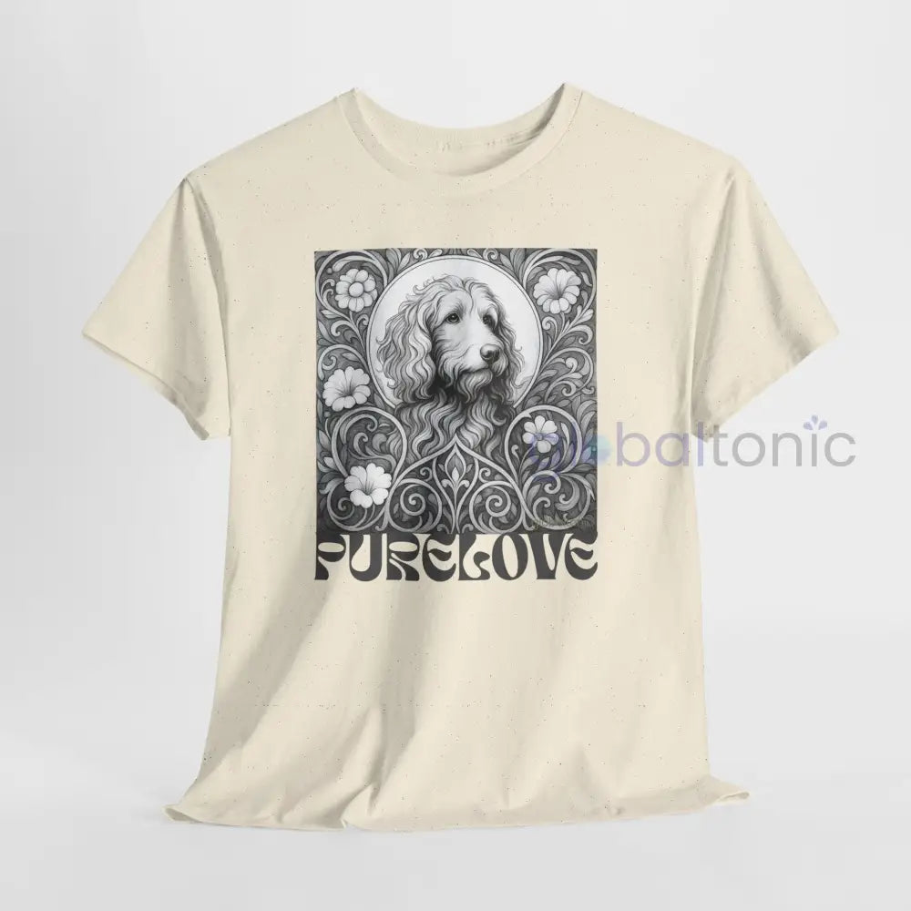 Red Goldendoodle (Groodle) Vintage Unisex Cotton Tee for Dog Lovers (Black & White) T-Shirt