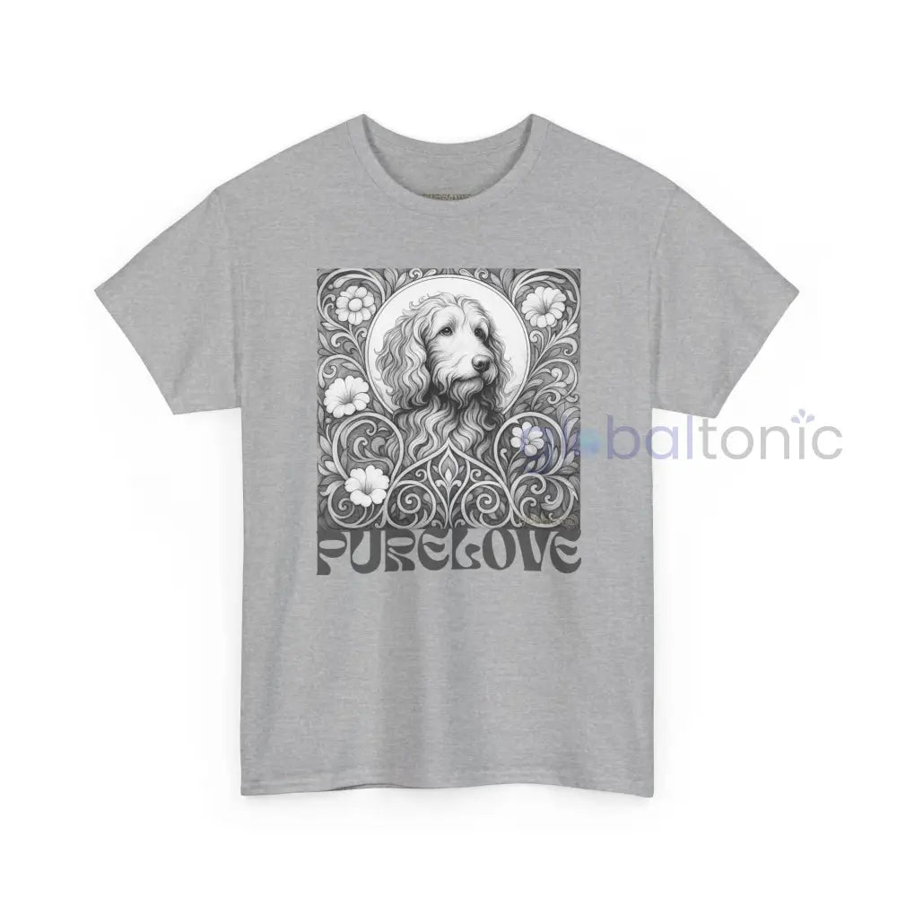 Red Goldendoodle (Groodle) Vintage Unisex Cotton Tee for Dog Lovers (Black & White) T-Shirt