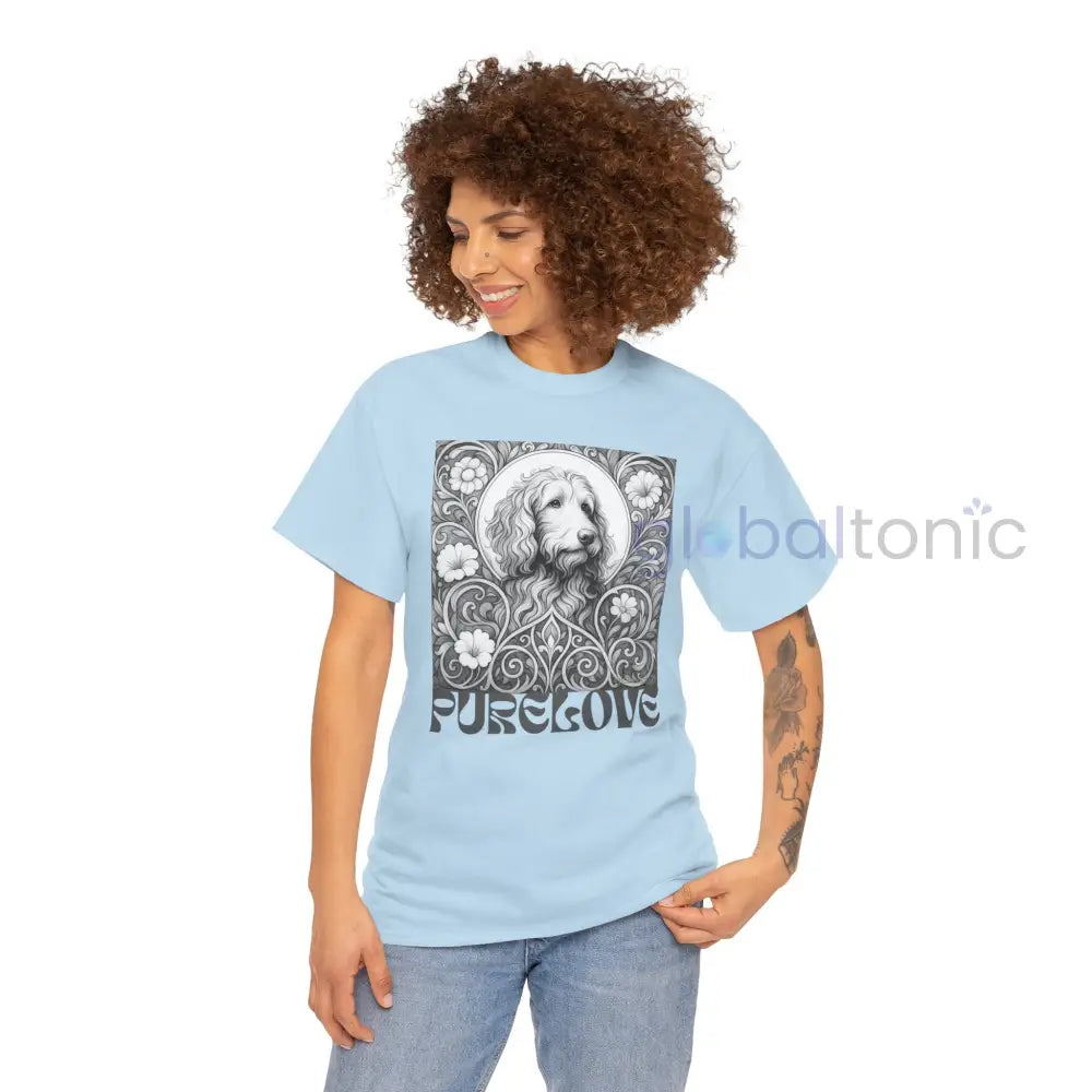 Red Goldendoodle (Groodle) Vintage Unisex Cotton Tee for Dog Lovers (Black & White) T-Shirt