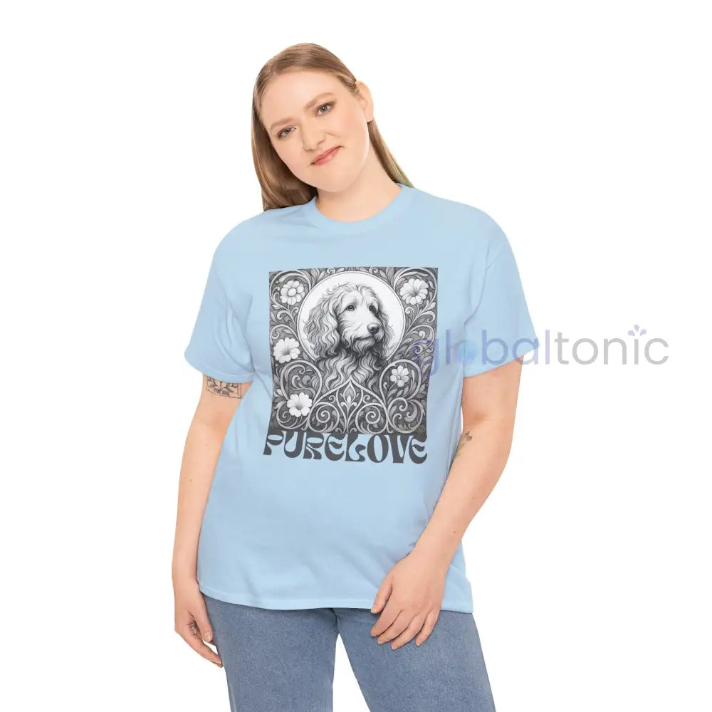Red Goldendoodle (Groodle) Vintage Unisex Cotton Tee for Dog Lovers (Black & White) T-Shirt