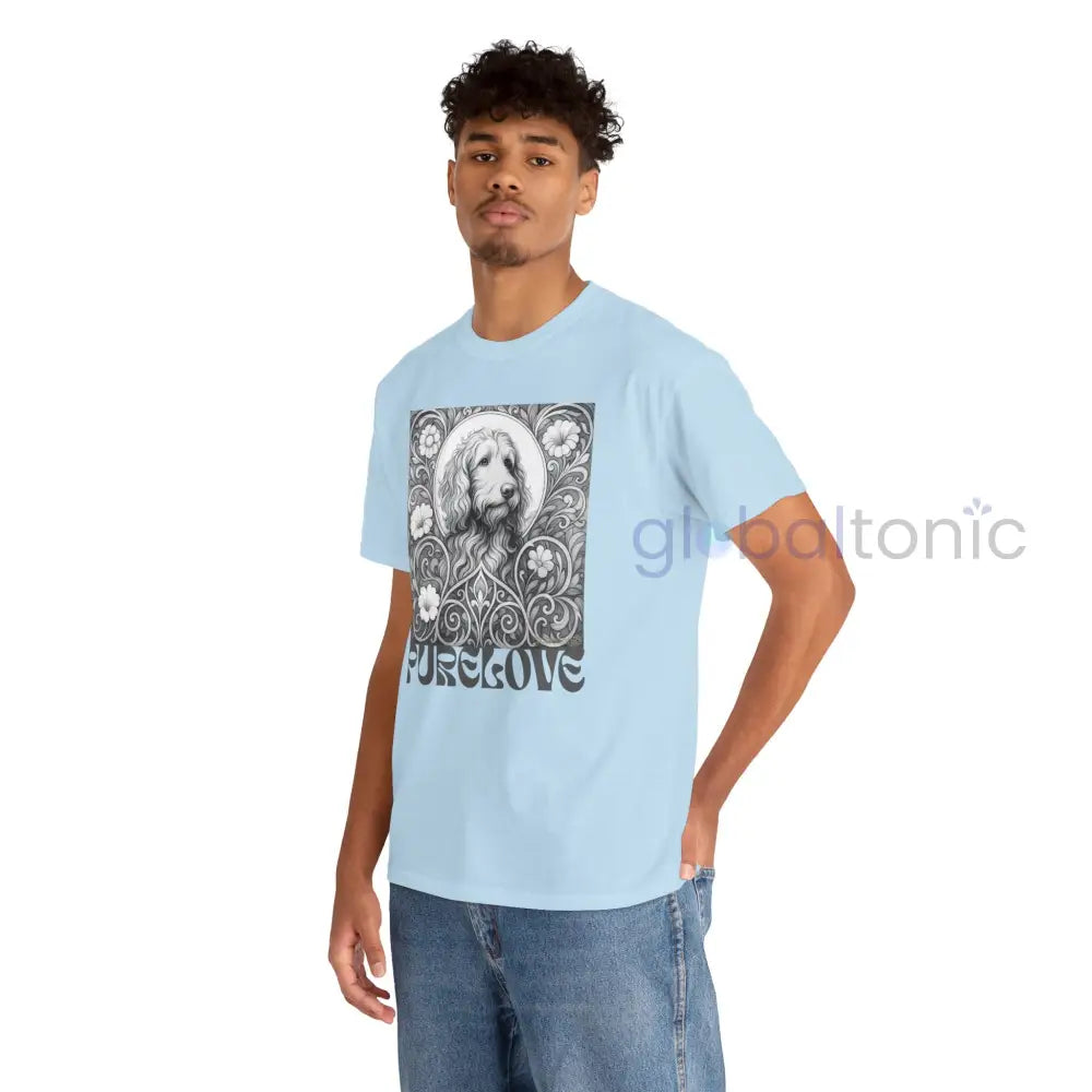 Red Goldendoodle (Groodle) Vintage Unisex Cotton Tee for Dog Lovers (Black & White) T-Shirt