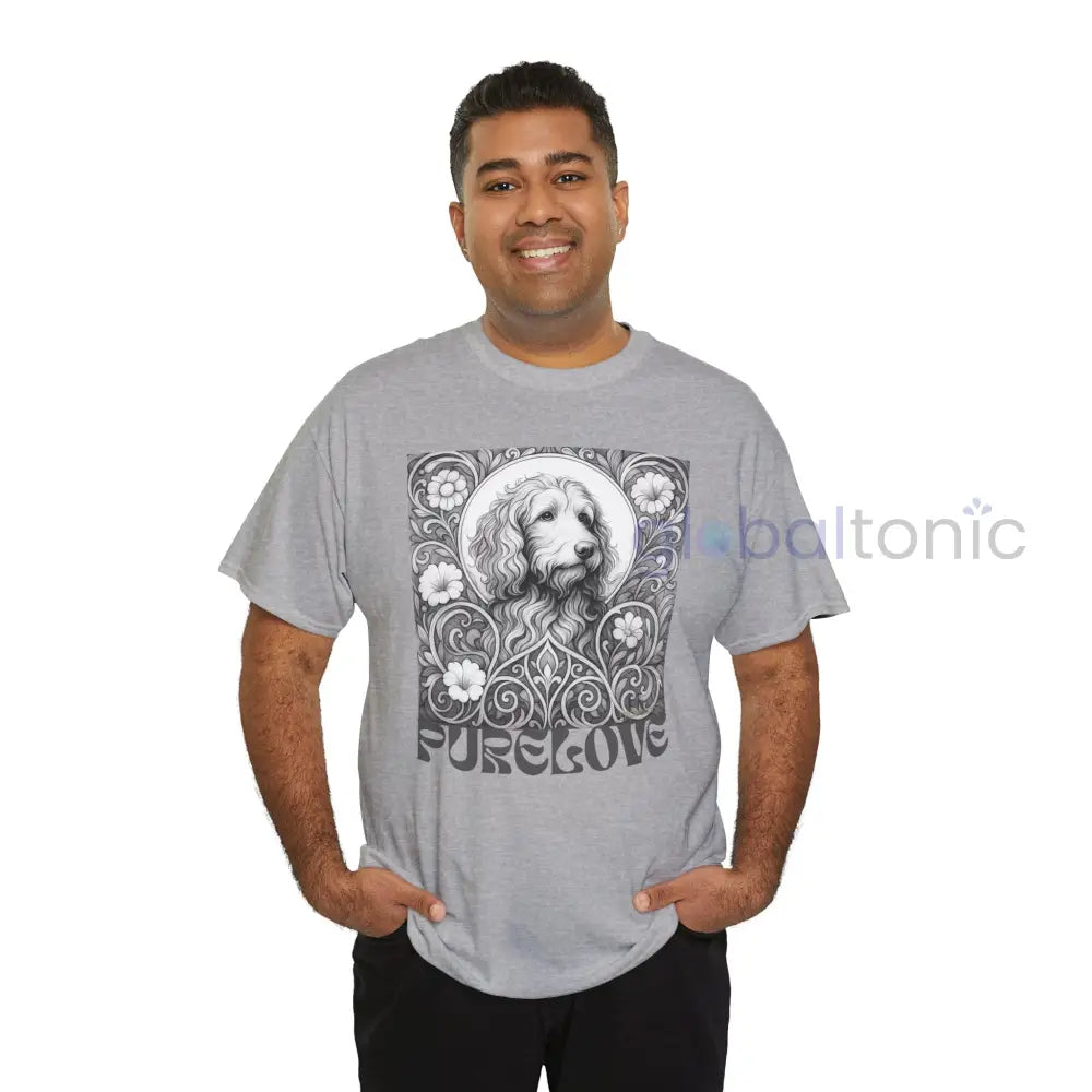 Red Goldendoodle (Groodle) Vintage Unisex Cotton Tee for Dog Lovers (Black & White) T-Shirt