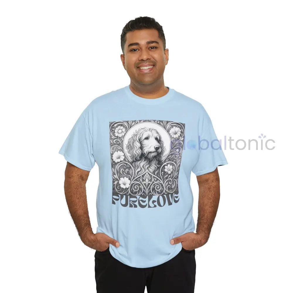 Red Goldendoodle (Groodle) Vintage Unisex Cotton Tee for Dog Lovers (Black & White) T-Shirt
