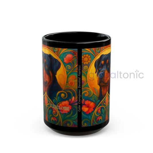 Rottweiler Dog Lover Black Mug – Vintage Pet Themed Cup for Gifts & Home Decor 15oz Mug