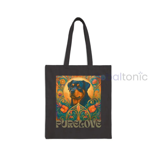 Rottweiler Vintage Dog Lovers Cotton Canvas Tote Bag - Unique Artistic Durable Black / 15’’ x 16’’ Bags