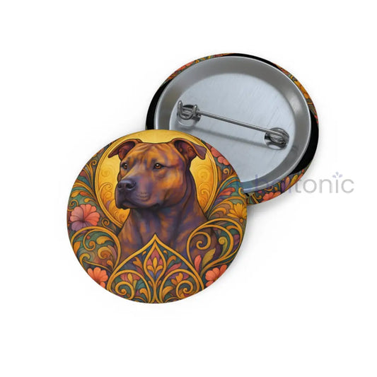 Staffy (Staffordshire) Brindle Bull Terrier Dog Pin Button - Vintage Design Gift for Dog Lovers and Pet Owners 1.25’’