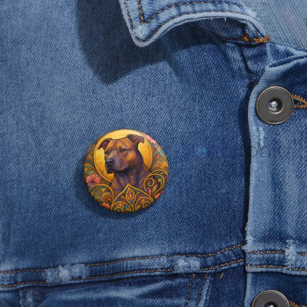 Staffy (Staffordshire) Brindle Bull Terrier Dog Pin Button - Vintage Design Gift for Dog Lovers and Pet Owners