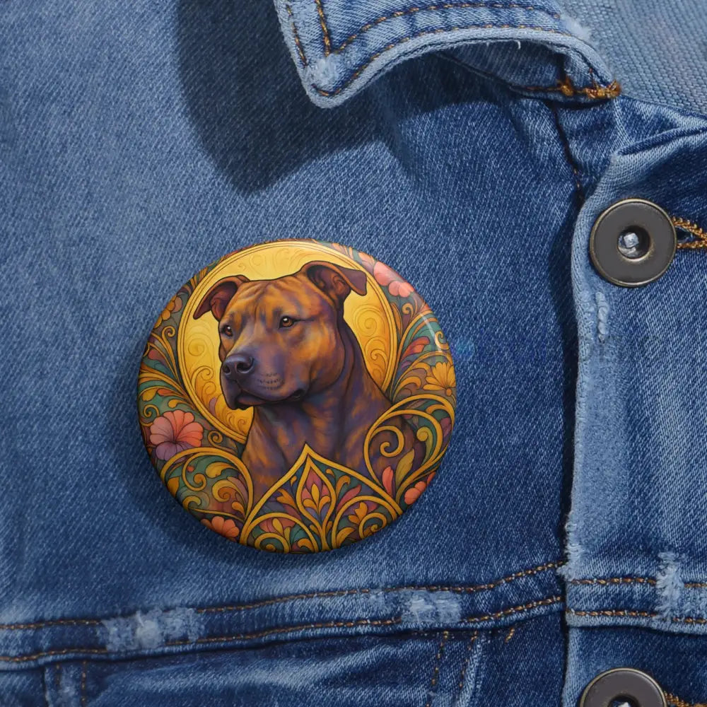 Staffy (Staffordshire) Brindle Bull Terrier Dog Pin Button - Vintage Design Gift for Dog Lovers and Pet Owners