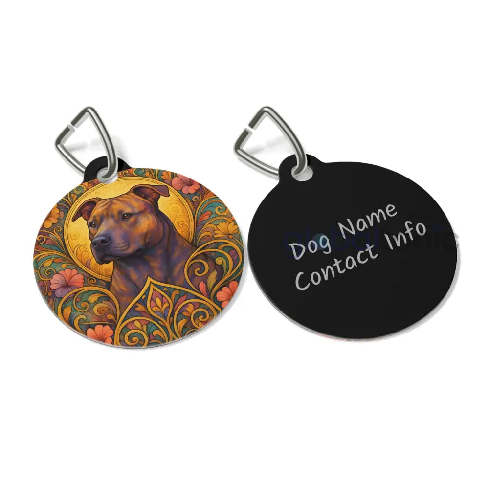 Staffy (Staffordshire) Brindle Bull Terrier Dog Tag - Vintage Design Gift for Dog Lovers 1’’ Pets
