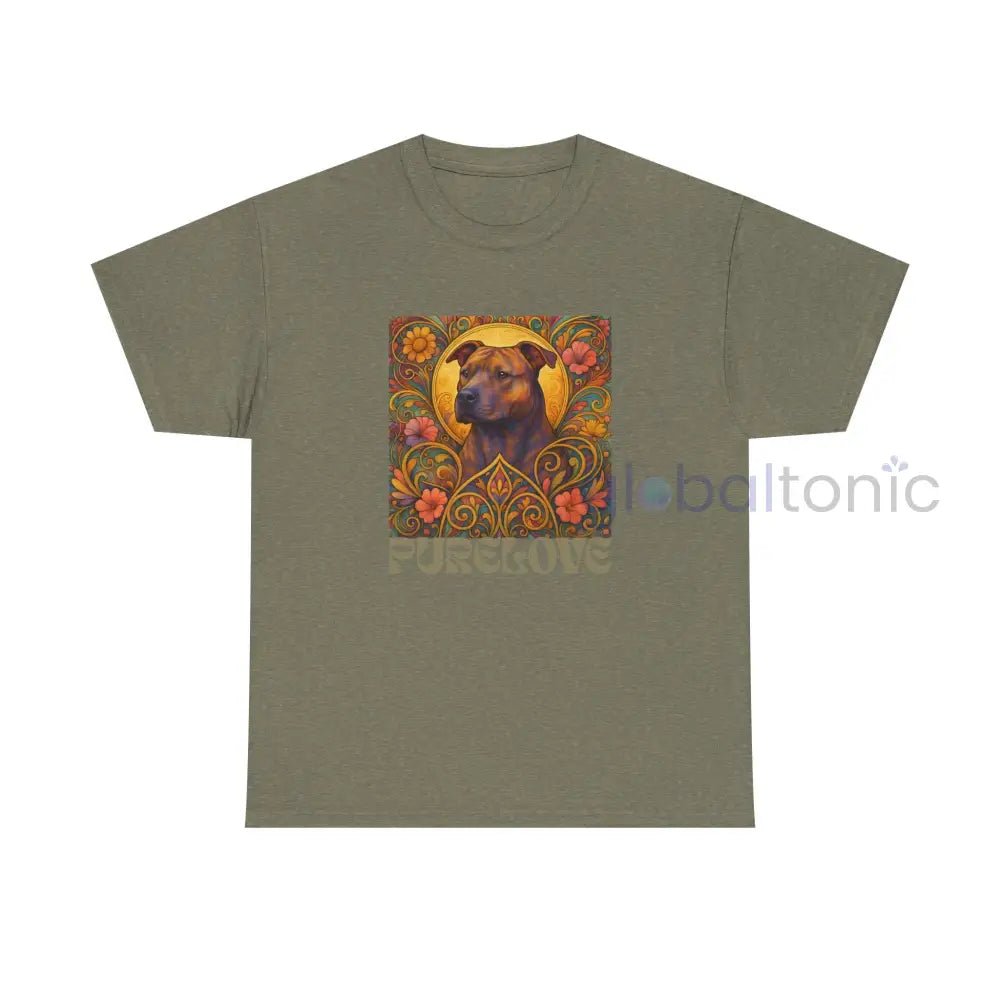 Staffy (Staffordshire) Brindle Bull Terrier Brindle Vintage Graphic T-Shirt – Unisex Cotton Tee for Dog Lovers Heather