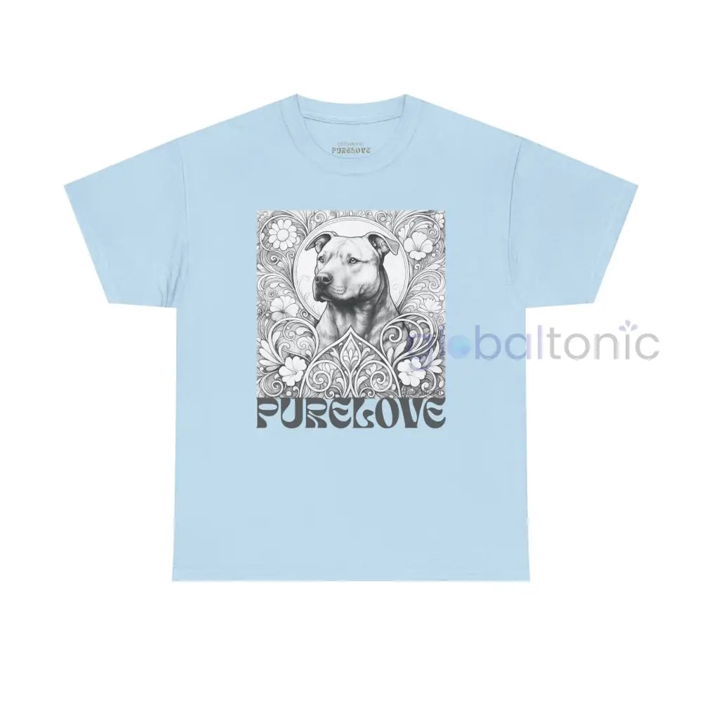 Staffy (Staffordshire) Brindle Bull Terrier Vintage Unisex Cotton Tee for Dog Lovers (Black & White) Light Blue / S