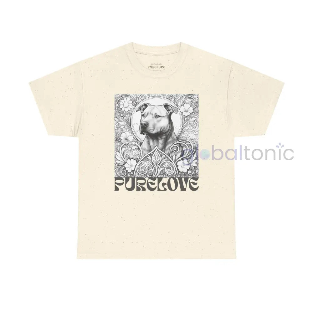 Staffy (Staffordshire) Brindle Bull Terrier Vintage Unisex Cotton Tee for Dog Lovers (Black & White) Natural / S T-Shirt