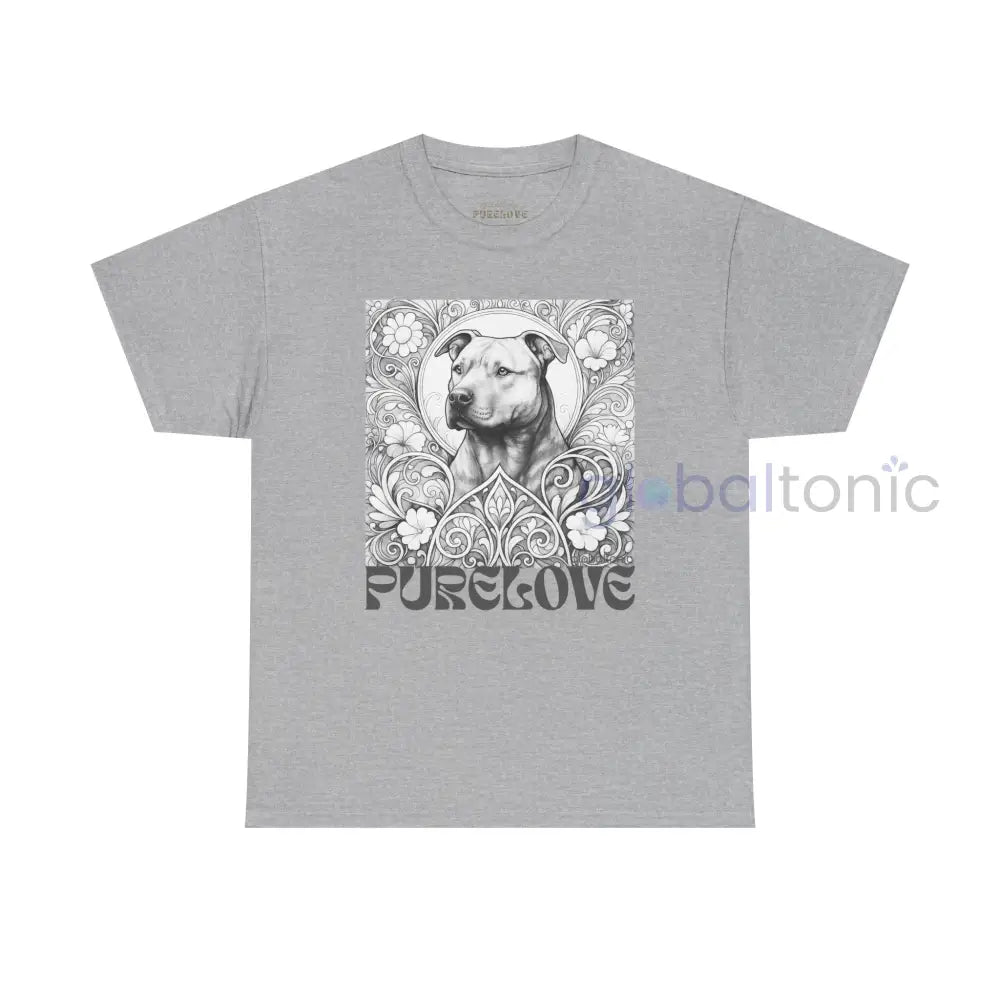 Staffy (Staffordshire) Brindle Bull Terrier Vintage Unisex Cotton Tee for Dog Lovers (Black & White) Sport Grey / S