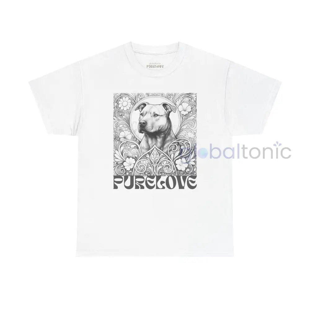 Staffy (Staffordshire) Brindle Bull Terrier Vintage Unisex Cotton Tee for Dog Lovers (Black & White) T-Shirt