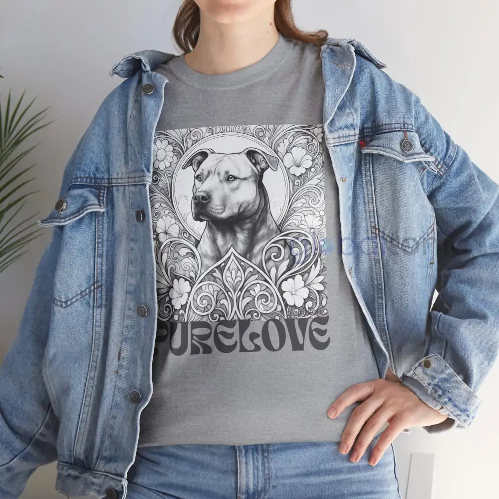 Staffy (Staffordshire) Brindle Bull Terrier Vintage Unisex Cotton Tee for Dog Lovers (Black & White) T-Shirt